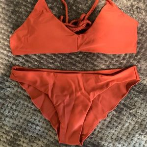 Burnt orange bikini set with braided ties